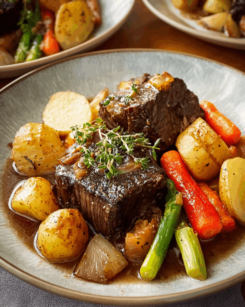Pot roast presented as centerpiece at a dinner party