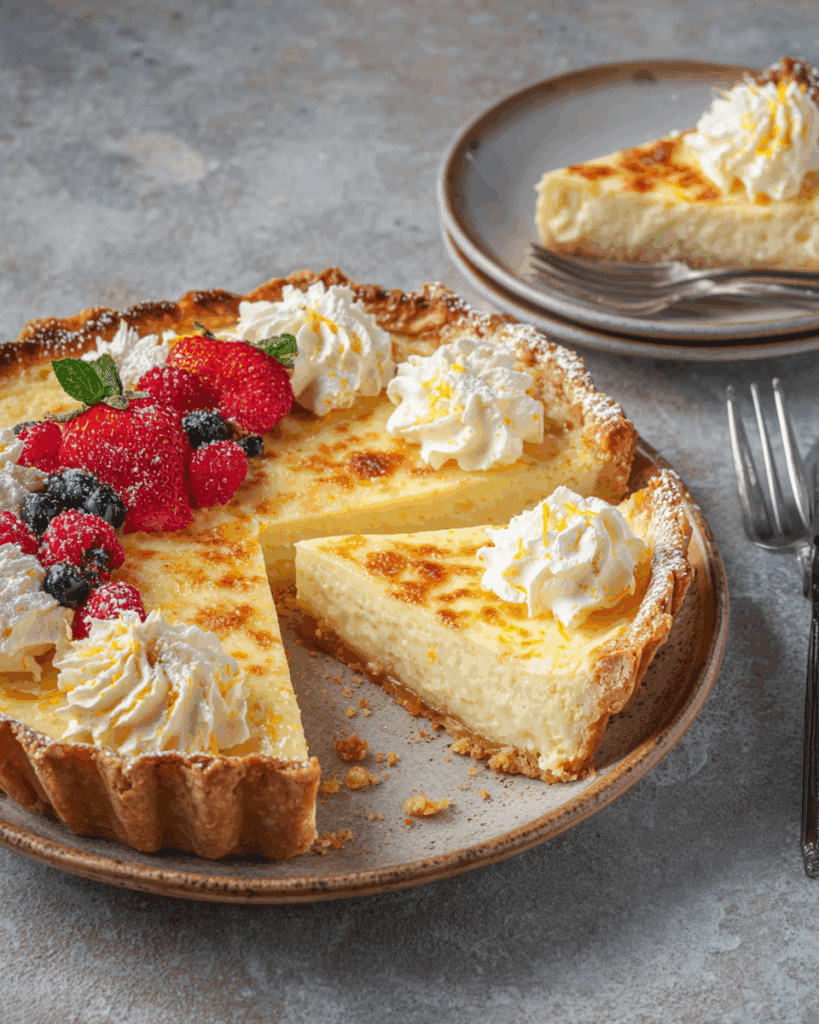 A perfectly baked Creamy Sicilian Ricotta Pie