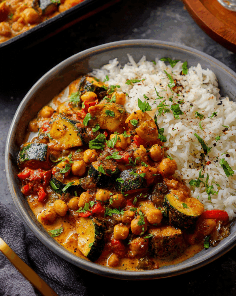 Curry dish baking in the oven