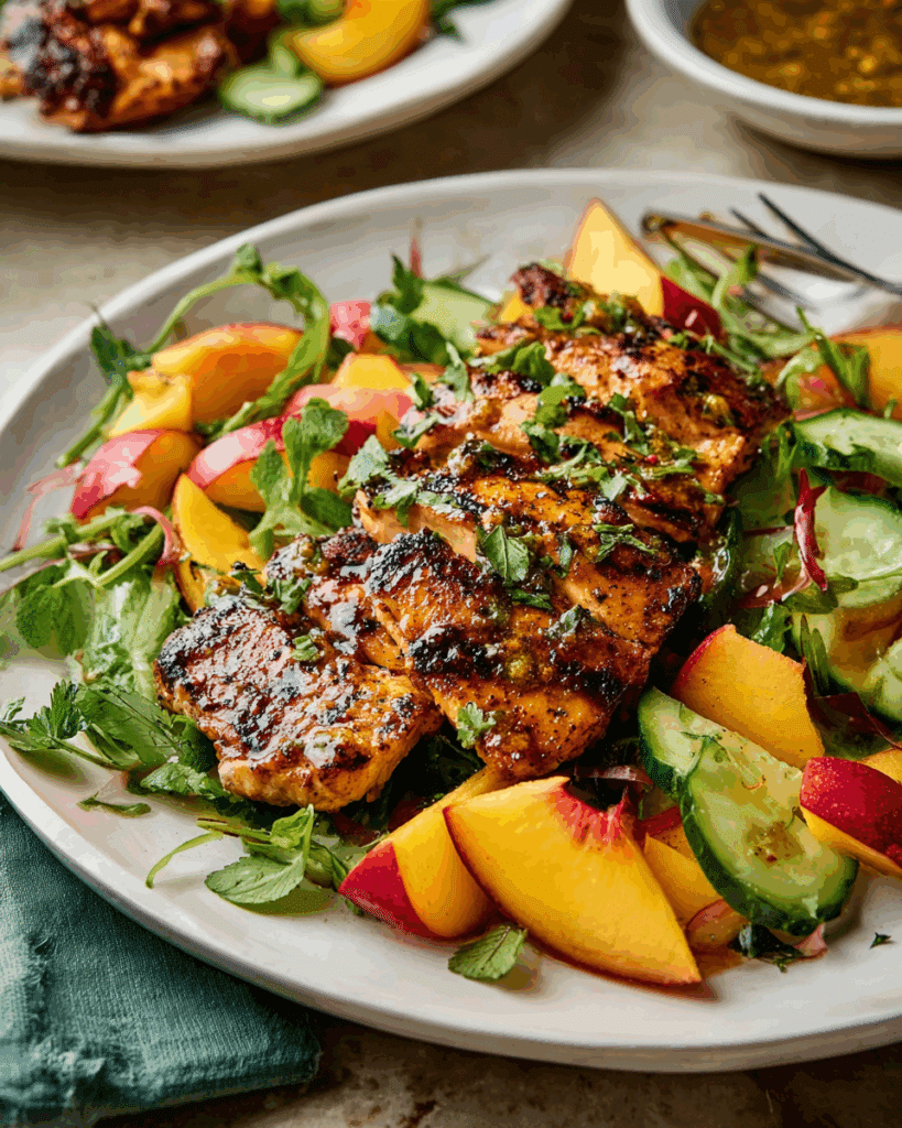 grilled chicken meal served with summer side dishes