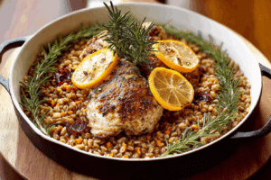 Skillet Lemon Rosemary Chicken and Farro