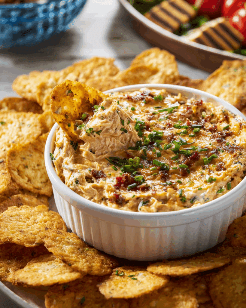 Serving smoked Gouda dip with assorted dippers