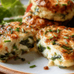 Freshly baked Spinach Cottage Cheese Flagels on a wooden table