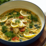 Greek Chicken Pasta Soup