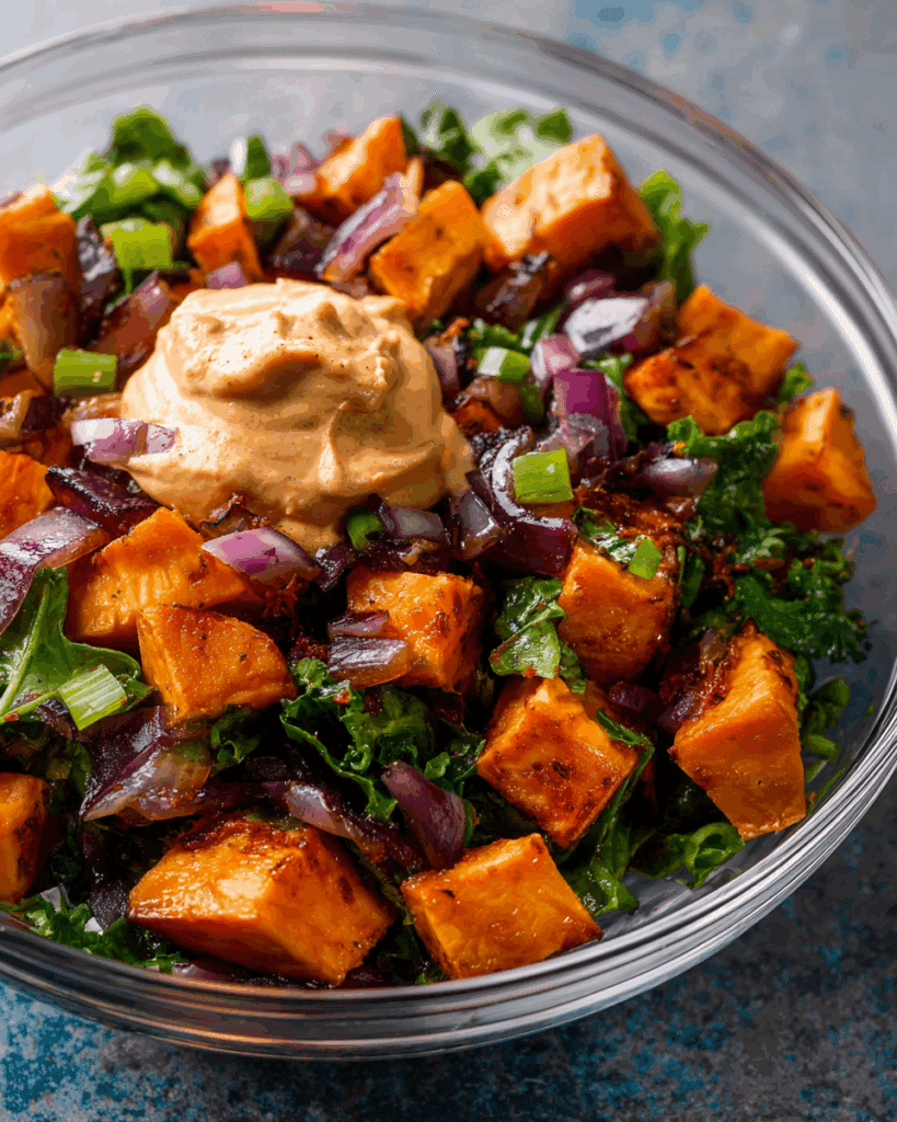 Chipotle Lime Sweet Potato Salad in meal prep containers