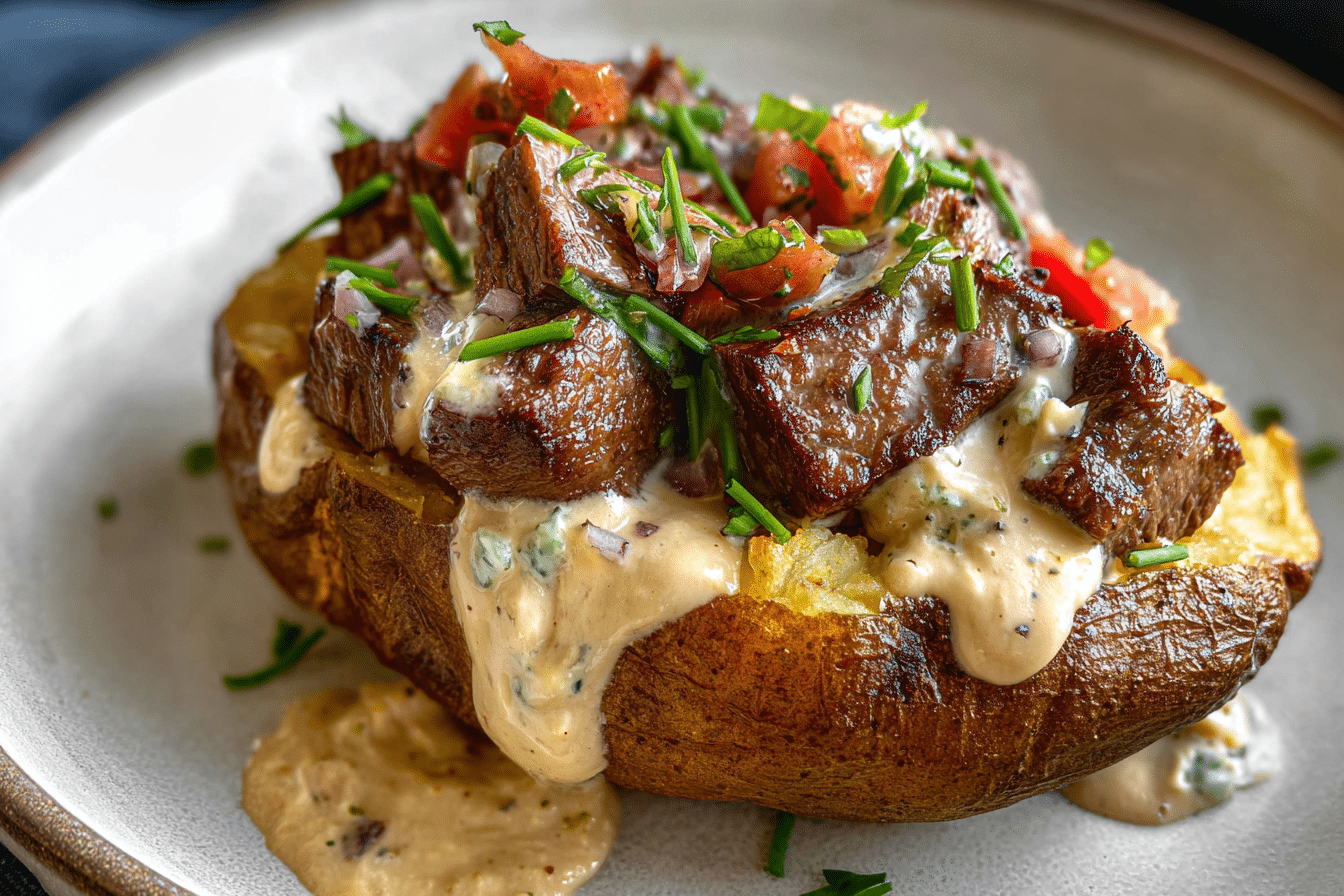 Loaded Baked Potato with Steak Bites