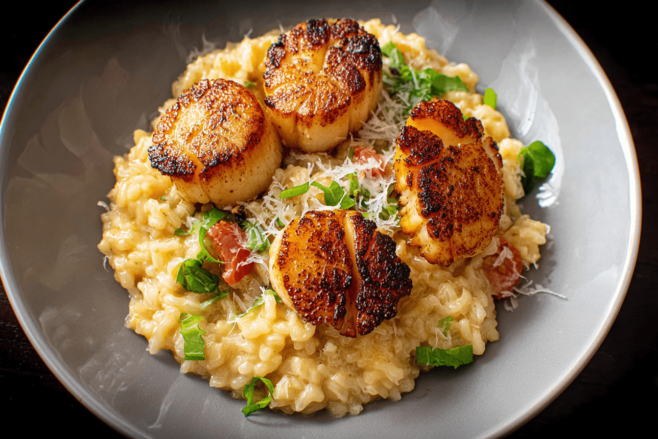 Seared Scallops with Parmesan Risotto