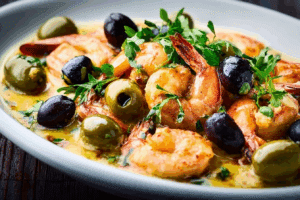 Shrimp in Lemon Sauce with Olives