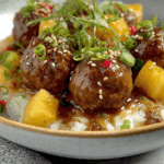 Mongolian Beef Meatballs with Pineapple