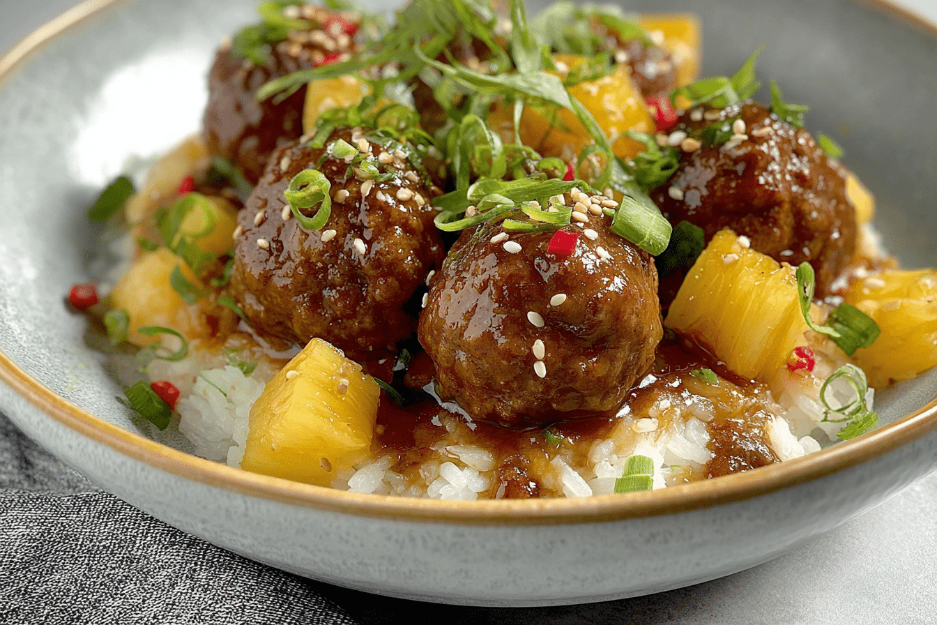 Mongolian Beef Meatballs with Pineapple