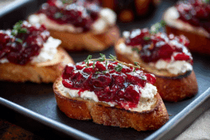 Cranberry Crostini With Whipped Goat Cheese With Thyme