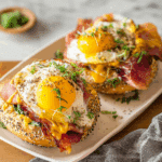 Oven-Baked Bagels with Egg, Prosciutto & Cheddar