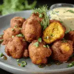 Green Chile Hush Puppies with Garlic Aioli