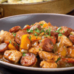 Skillet Chicken Kielbasa and Bell Pepper