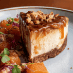 Bourbon Almond Praline Sweet Potato Cheesecake