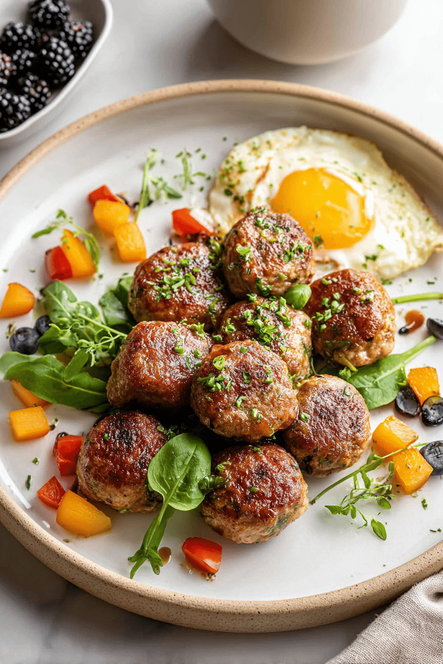 Apricot Basil Breakfast Meatballs