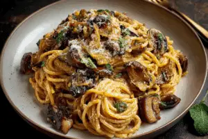 Caramelized Leek and Mushroom Gruyere Pasta