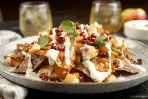 Easy Apple Pie Nachos with Cream Cheese Drizzle