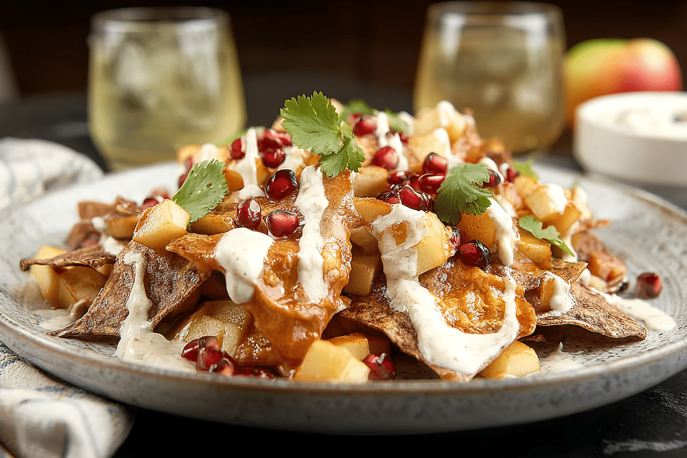 Easy Apple Pie Nachos with Cream Cheese Drizzle