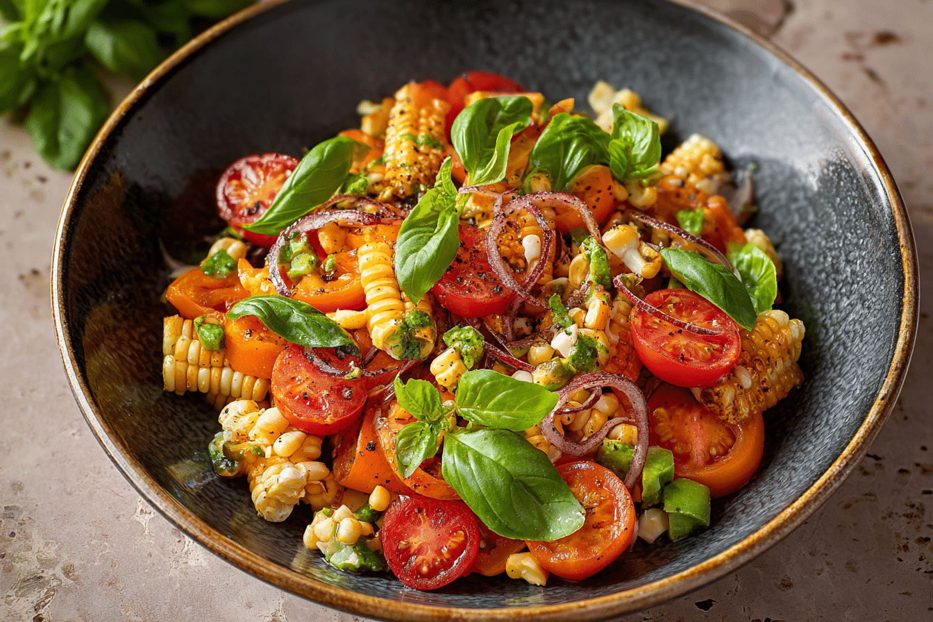 Summery Charred Corn Salad with Basil and Tomatoes