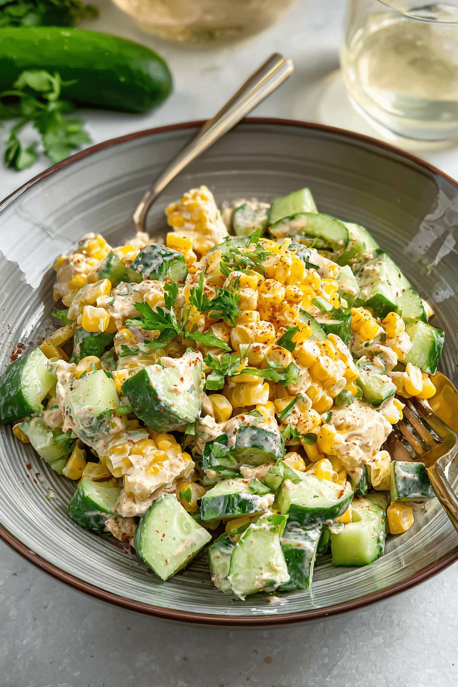 Street Corn Creamy Cucumber Salad