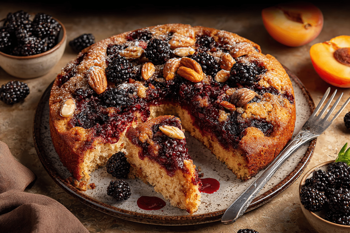 Blackberry Apricot Buckle Cake
