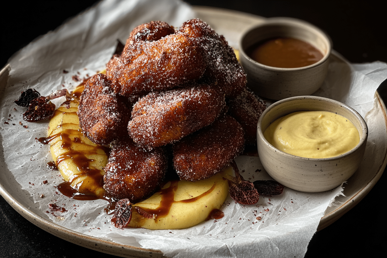 Buttermilk Fried Apples with Homemade Crème Anglaise and Salted Caramel