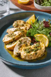 Poached Chicken Breasts with Lemon-Herb Dressing
