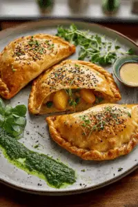 Curried Potato Pasties with Quick Coriander Chutney