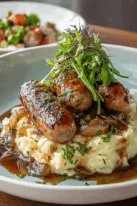 Comforting Bangers Mash with Onion Jus