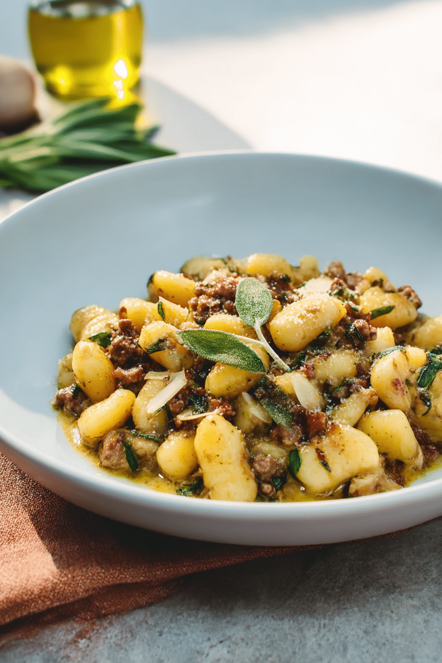 Potato Gnocchi in a Sage Sausage Butter Sauce