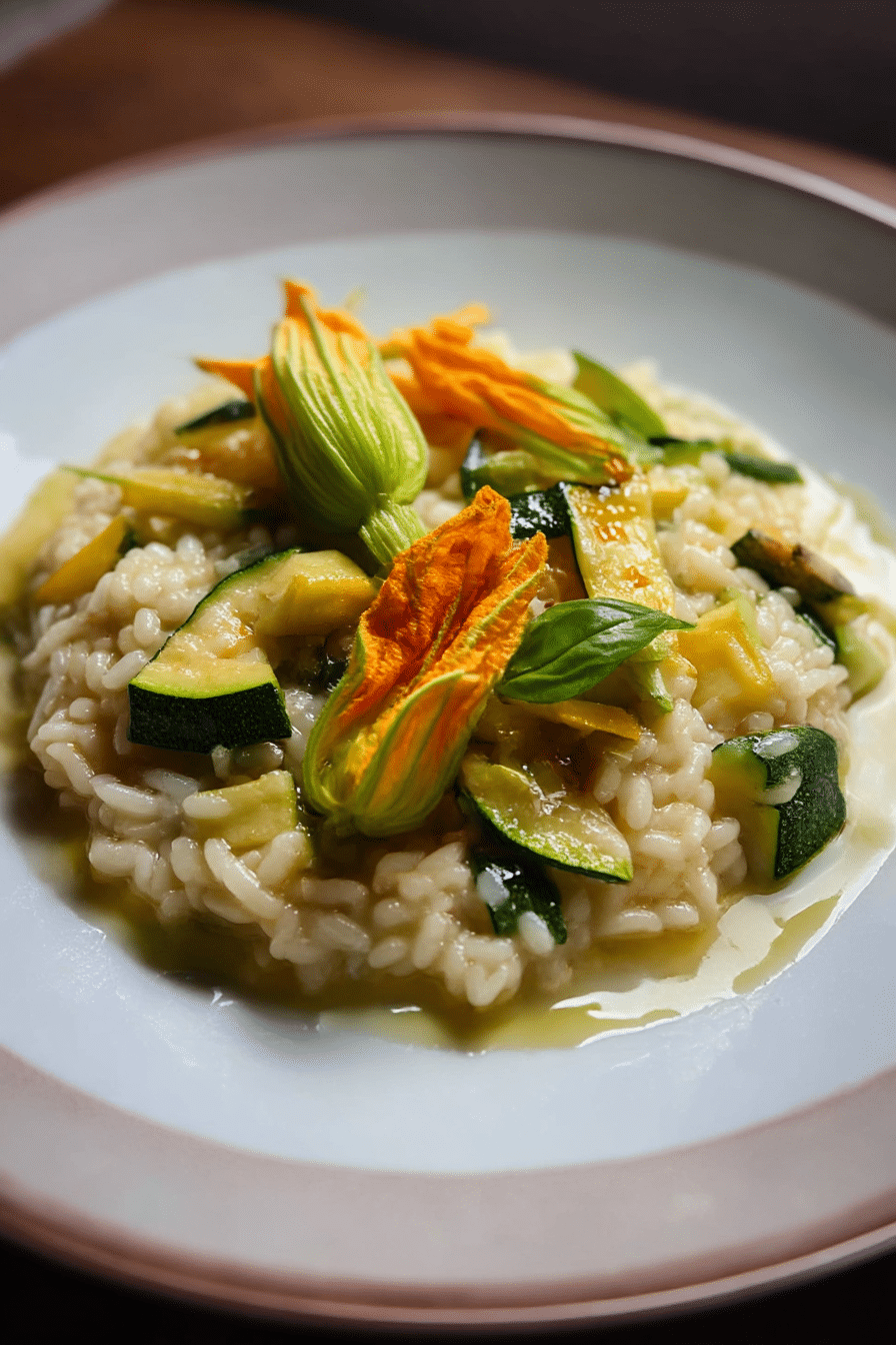 Zucchini and Squash Blossom Risotto