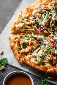 Thai Chicken Pizza with Peanut Sauce