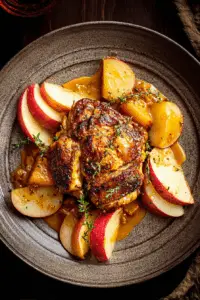 Curry Spiced Roasted Chicken with Apple Miso Sauce