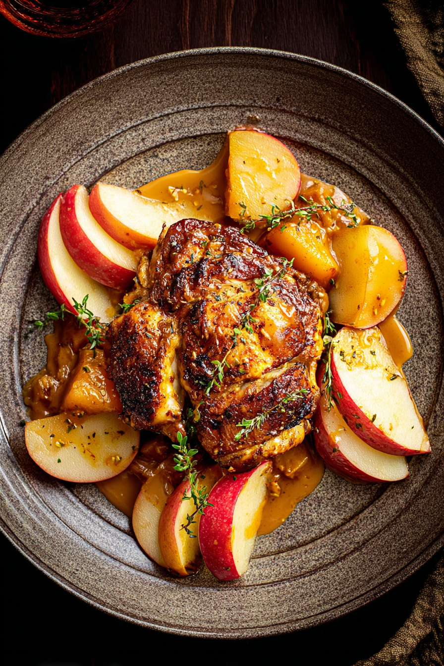 Curry Spiced Roasted Chicken with Apple Miso Sauce