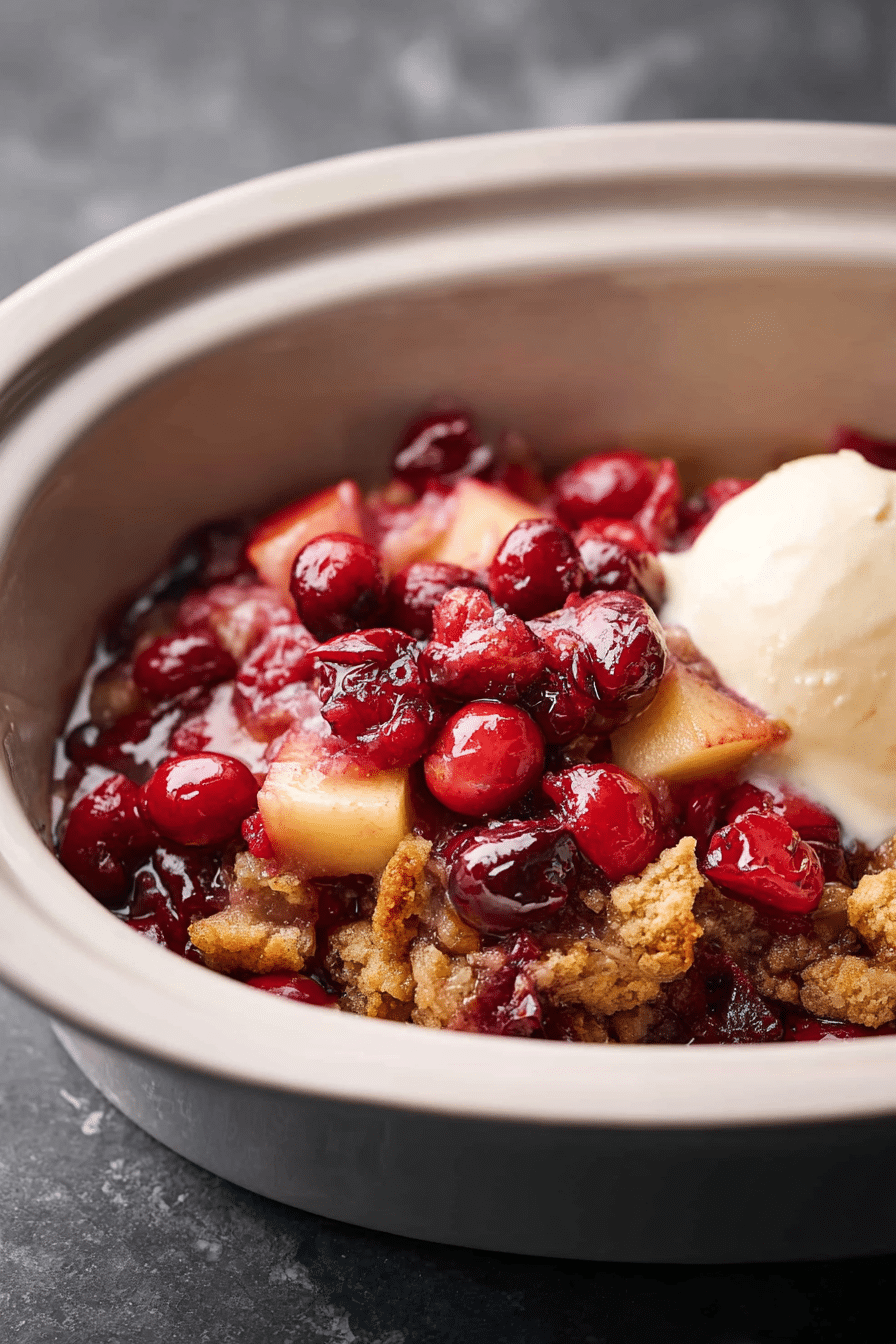 Slow Cooker Cranberry Apple Cobbler