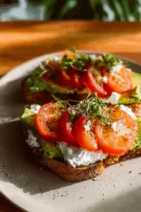 Tomato & Avocado Toast with Cottage Cheese