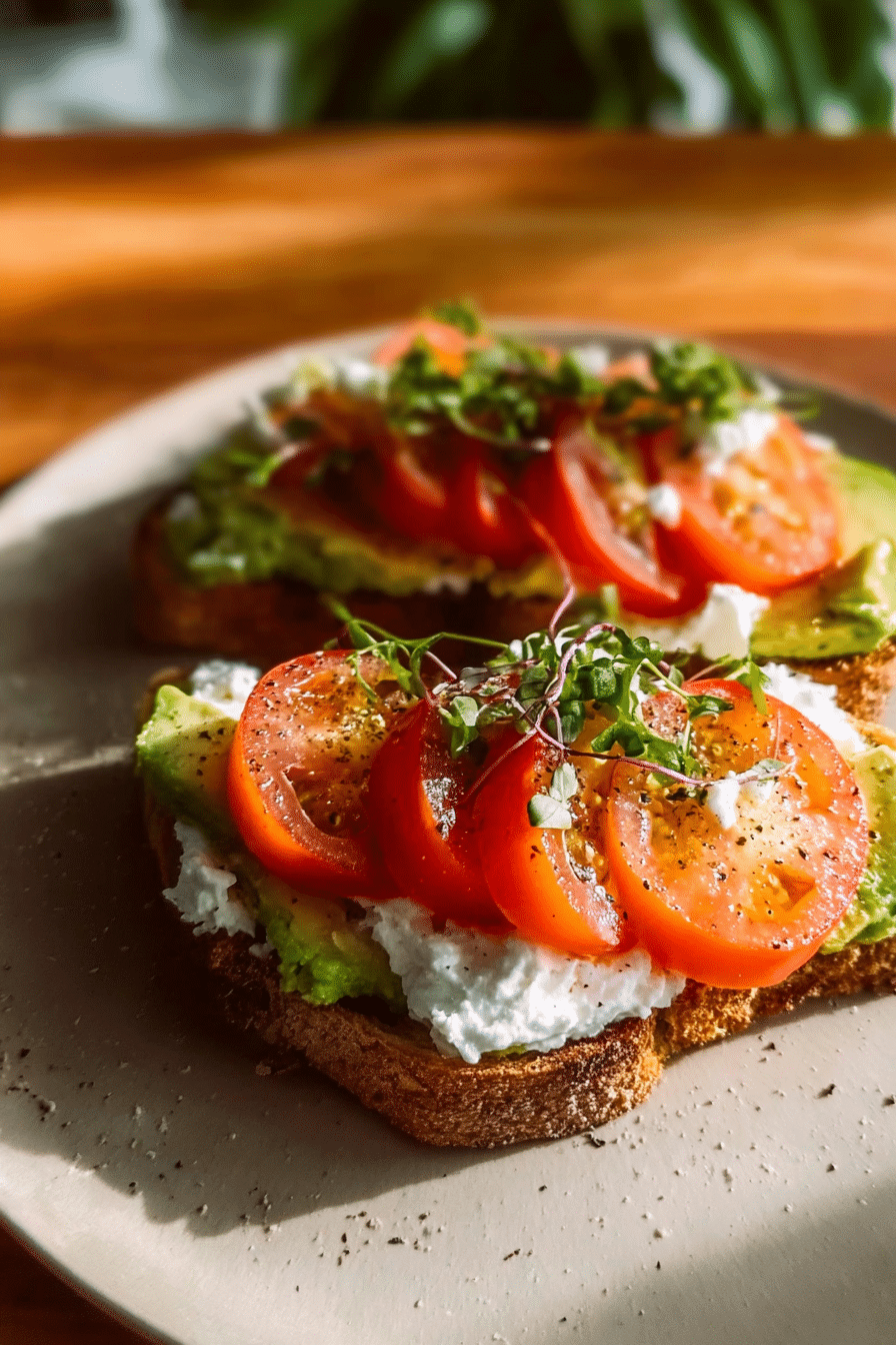 Tomato & Avocado Toast with Cottage Cheese