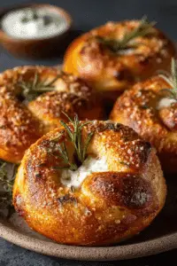 Mozzarella Stuffed Rosemary and Parmesan Soft Pretzels