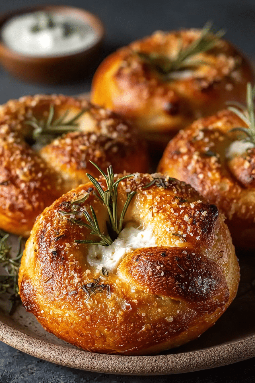 Mozzarella Stuffed Rosemary and Parmesan Soft Pretzels