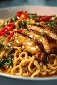 Spicy Peanut Chicken Noodle Bowls