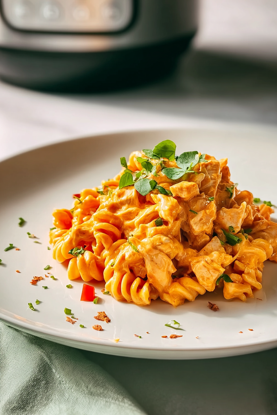 Crockpot Buffalo Chicken Mac N Cheese