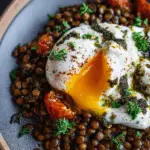 Mediterranean Braised Lentils with Poached Egg