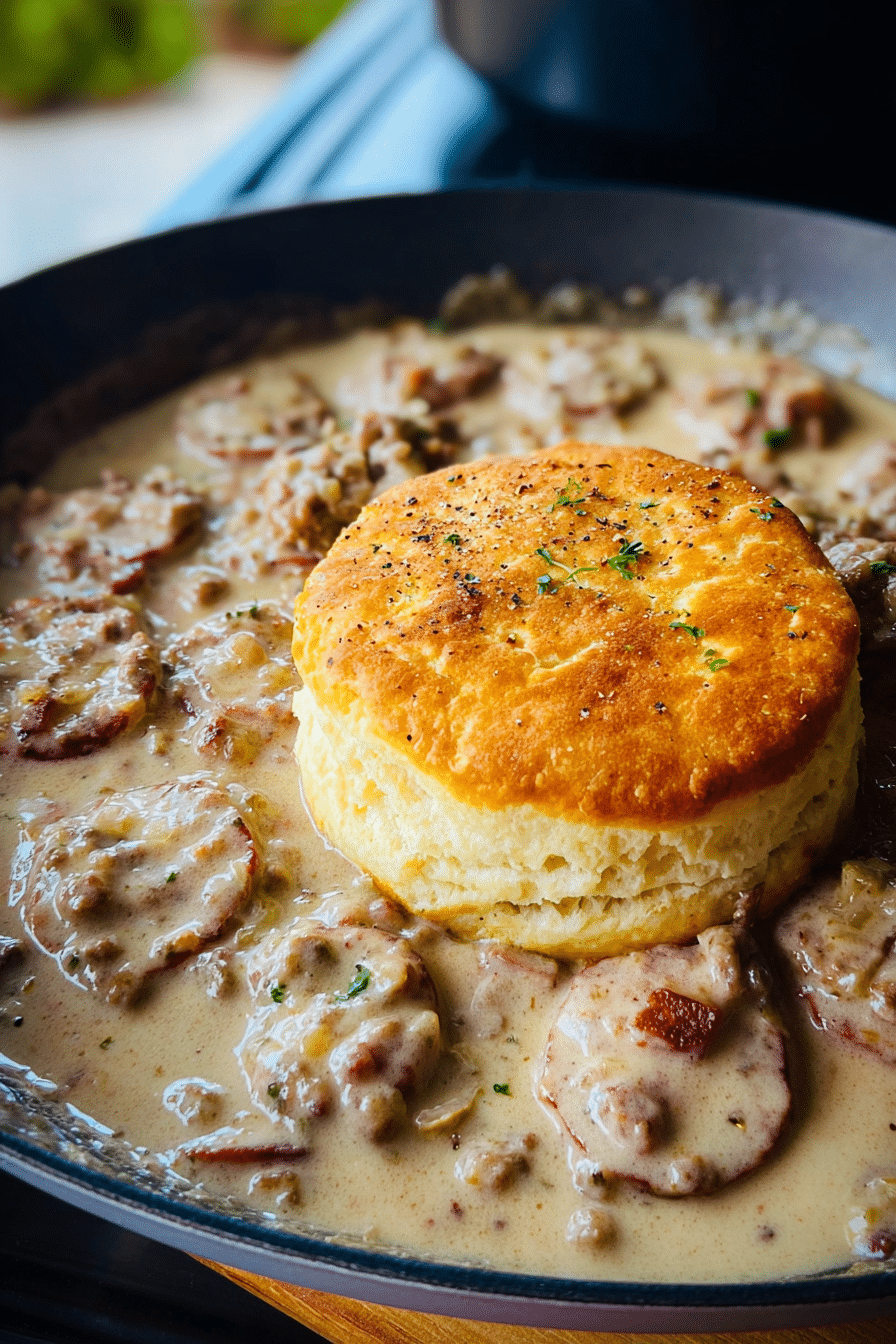 Traeger Biscuits and Sausage Gravy