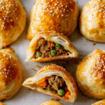 Savory Puff Pastry Pies Stuffed with Meat and Rice (Ouzi)