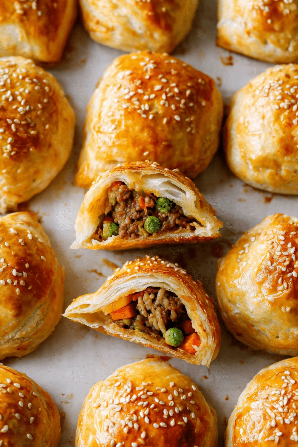 Savory Puff Pastry Pies Stuffed with Meat and Rice (Ouzi)