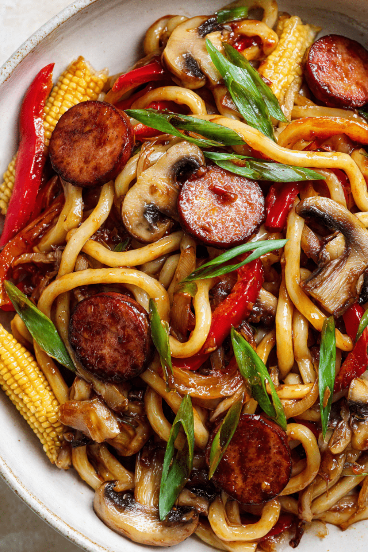 20-Minute Udon Noodle Stir Fry with Sausage