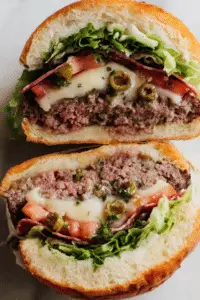 Muffuletta Stuffed Burger