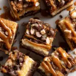 Caramel, Chocolate, and Almond Gooey Butter Cake