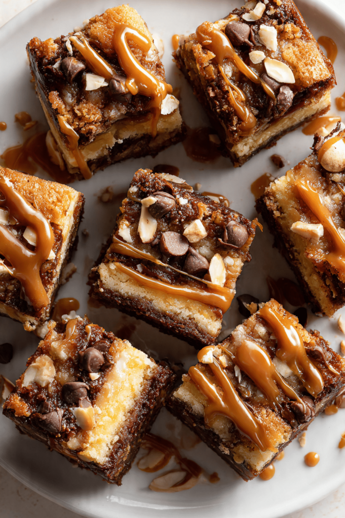Caramel, Chocolate, and Almond Gooey Butter Cake